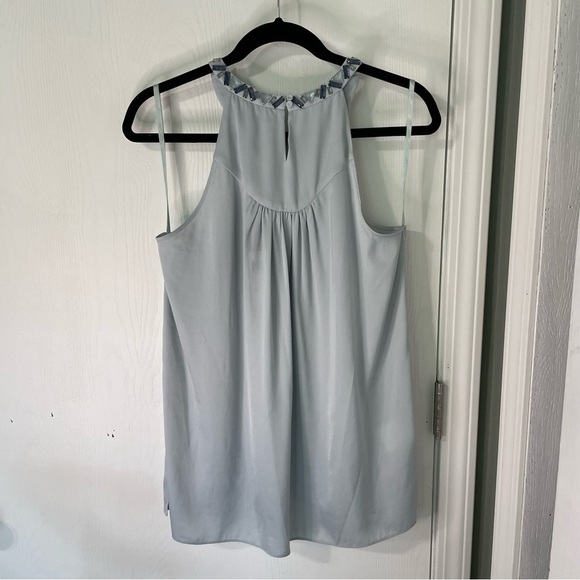 BCBG Max Azria NWT Light Blue Bejeweled Razorback Top Size Medium - Picture 6 of 8